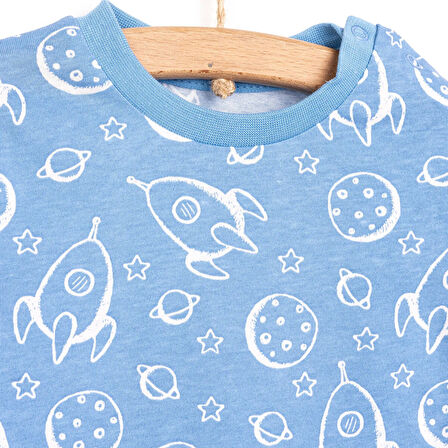 HelloBaby Uzun Kol Bisiklet Yaka Uzay Desenli Pijama Takımı