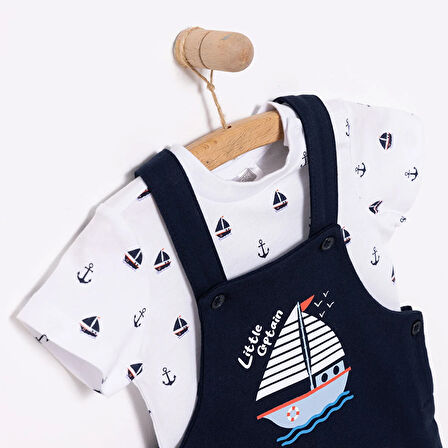 HelloBaby Basic Erkek Yelken Baskılı Şort Salopet-Tshirt Erkek Bebek