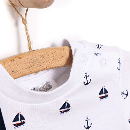 HelloBaby Basic Erkek Yelken Baskılı Şort Salopet-Tshirt Erkek Bebek