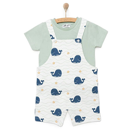 HelloBaby Basic Erkek Balina Desenli Şort Salopet-Tshirt Erkek Bebek