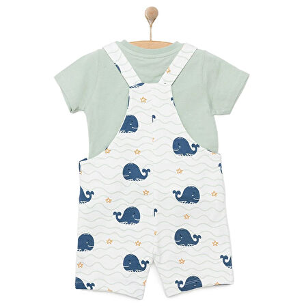 HelloBaby Basic Erkek Balina Desenli Şort Salopet-Tshirt Erkek Bebek