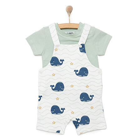 HelloBaby Basic Erkek Balina Desenli Şort Salopet-Tshirt Erkek Bebek