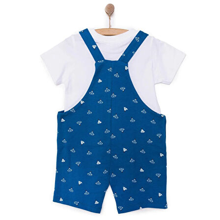 HelloBaby Basic Erkek Yelken Desenli Şort Salopet-Tshirt Takım Erkek Bebek