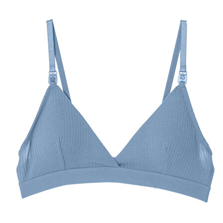 baby mom Anne Giyim Kapsız Emzirme Sütyeni Soft Lastikli Pedli Mavi