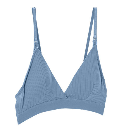 baby mom Anne Giyim Kapsız Emzirme Sütyeni Soft Lastikli Pedli Mavi