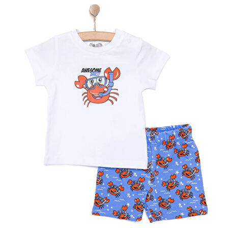 HelloBaby Basic Erkek Yengeç Baskılı Şortlu Takım Erkek Bebek