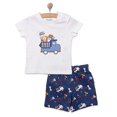 HelloBaby Basic Erkek Kamyonet ve Alet Baskılı Şortlu Takım Erkek Bebek