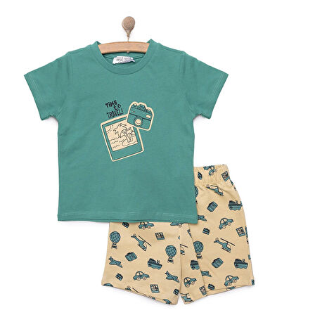 HelloBaby Basic Erkek Seyahat Baskılı Şortlu Takım Erkek Bebek