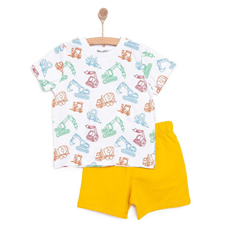 HelloBaby Basic Erkek İş Makinesi Desenli Şortlu Takım Erkek Bebek