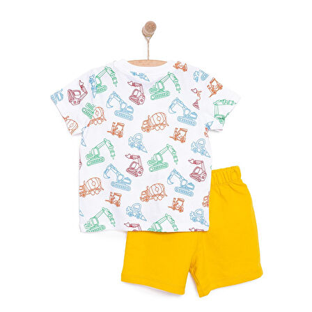 HelloBaby Basic Erkek İş Makinesi Desenli Şortlu Takım Erkek Bebek