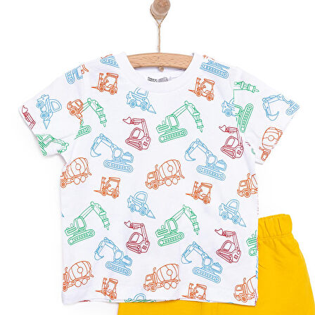 HelloBaby Basic Erkek İş Makinesi Desenli Şortlu Takım Erkek Bebek