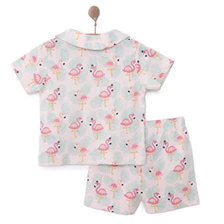 HelloBaby Gömlek Yaka Filamingo Desenli Kısa Kol Pijama Takımı