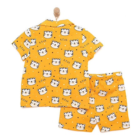 HelloBaby Erkek Gömlek Yaka Kısa Kol Ayıcık Desenli Pijama Takımı