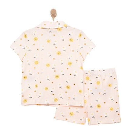 HelloBaby Gömlek Yaka Güneş Desenli Kısa Kol Pijama Takımı