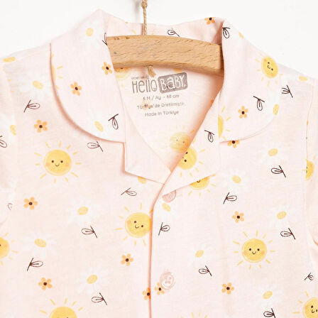 HelloBaby Gömlek Yaka Güneş Desenli Kısa Kol Pijama Takımı