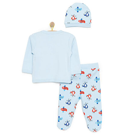 HelloBaby Erkek Zıbın-Şapka-Patikli Alt Erkek Bebek