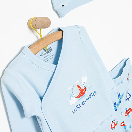 HelloBaby Erkek Zıbın-Şapka-Patikli Alt Erkek Bebek