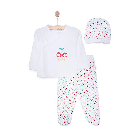 HelloBaby Kız Zıbın-Şapka-Patikli Alt Kız Bebek