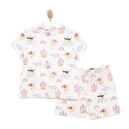 HelloBaby Gömlek Yaka Peri Desenli Kısa Kol Pijama Takımı