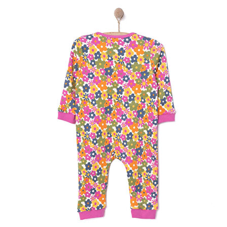 HelloBaby Kız Çiçek Desenli Uzun Kol Fermuarlı Patiksiz Tulum