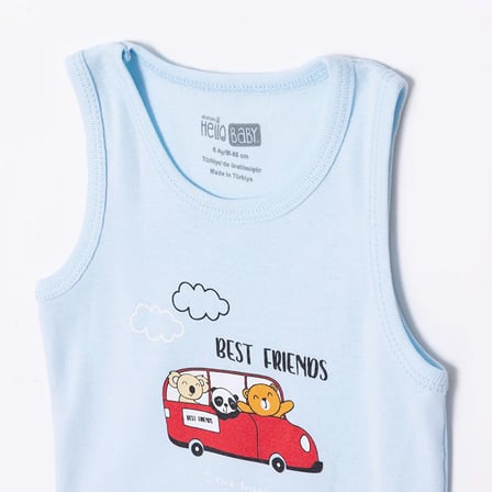HelloBaby Erkek Bebek Body Çıtçıtlı Yaka Short Sleeve