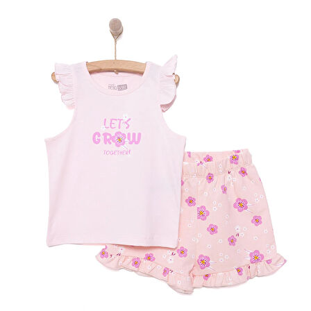 HelloBaby Basic Kız Birlikte Büyüyelim Baskılı Atlet-Şort Kız Bebek