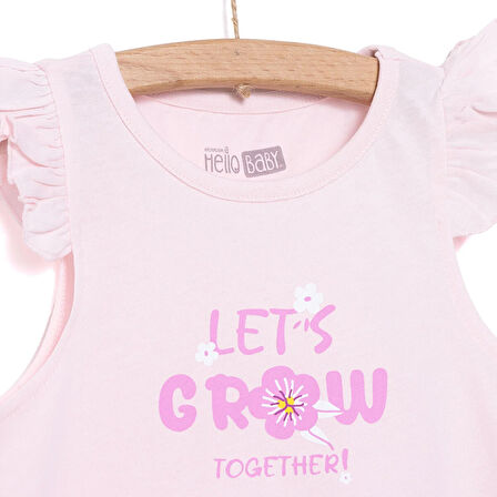 HelloBaby Basic Kız Birlikte Büyüyelim Baskılı Atlet-Şort Kız Bebek