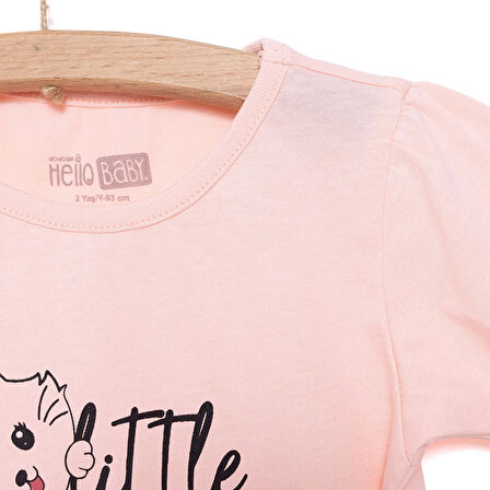HelloBaby Basic Kız Kedi Baskılı Tshirt-Şort Kız Bebek