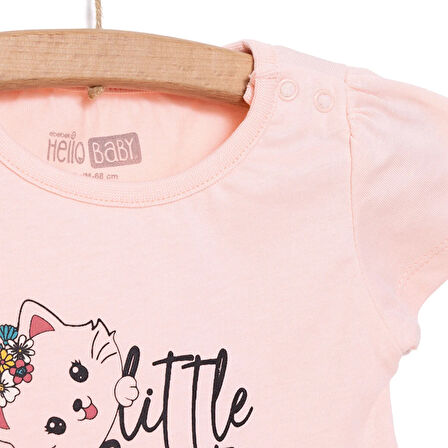 HelloBaby Basic Kız Kedi Baskılı Tshirt-Şort Kız Bebek
