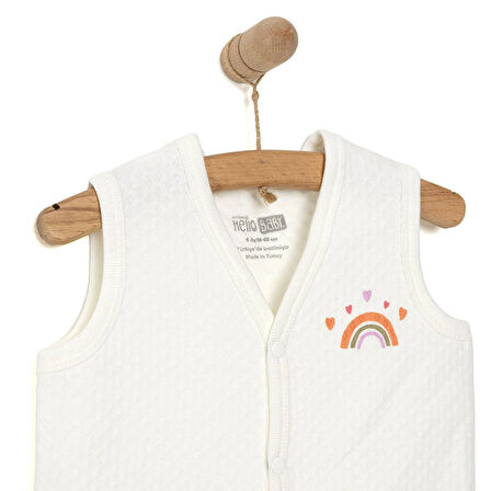 HelloBaby Kız Bebek Yelek Kapitoneli Bisiklet Yaka Atlet Kol Ekru