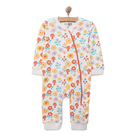 HelloBaby Kız Çiçek Desenli Fermuarlı Patiksiz Tulum