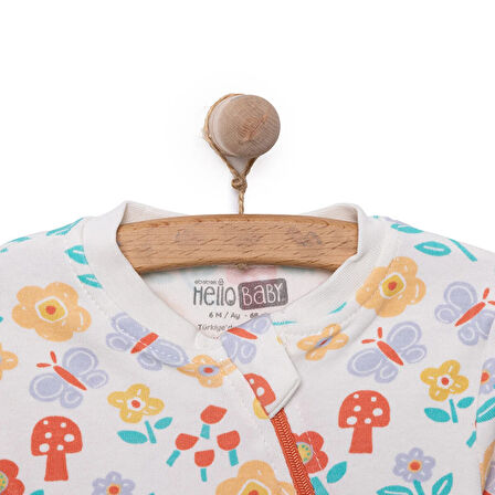 HelloBaby Kız Çiçek Desenli Fermuarlı Patiksiz Tulum