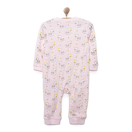 HelloBaby Kız Kuğu Desenli Fermuarlı Patiksiz Tulum