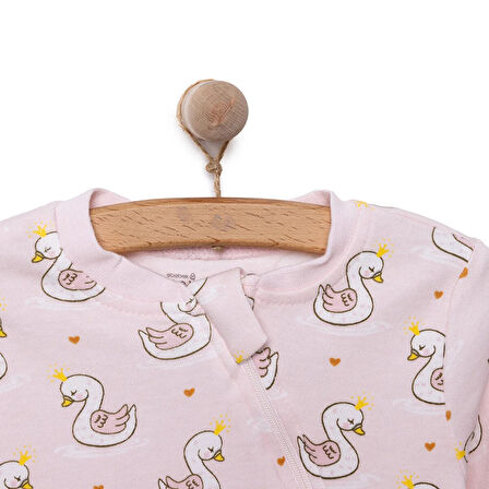 HelloBaby Kız Kuğu Desenli Fermuarlı Patiksiz Tulum