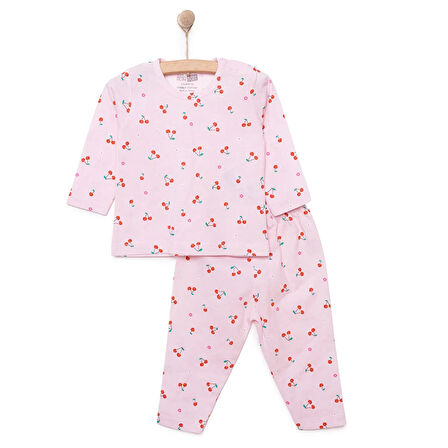 HelloBaby Kız Kiraz Desenli Uzun Kol Pijama Takımı