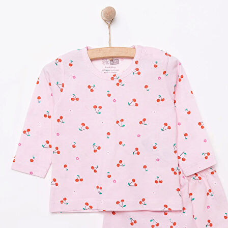 HelloBaby Kız Kiraz Desenli Uzun Kol Pijama Takımı