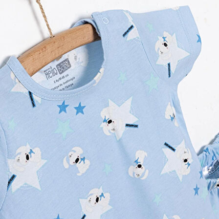 HelloBaby Erkek Kısa Kol Yıldız Desenli Bisiklet Yaka Pijama Takımı