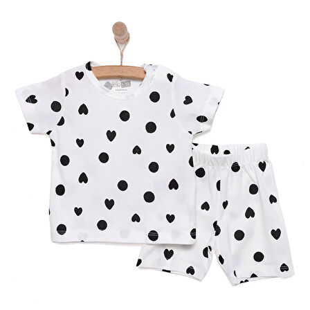 HelloBaby Kız Puantiyeli Kısa Kol Pijama Takımı