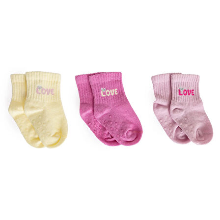 HelloBaby Kız 3lü Kaydırmaz Çorap Kız Bebek