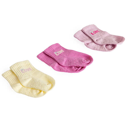 HelloBaby Kız 3lü Kaydırmaz Çorap Kız Bebek