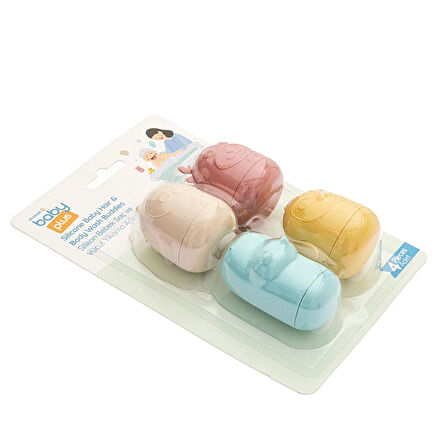 baby plus Oyuncaklı Yumuşak Silikon Bebek Saç ve Vücut Yıkama Arkadaşları 4'lü