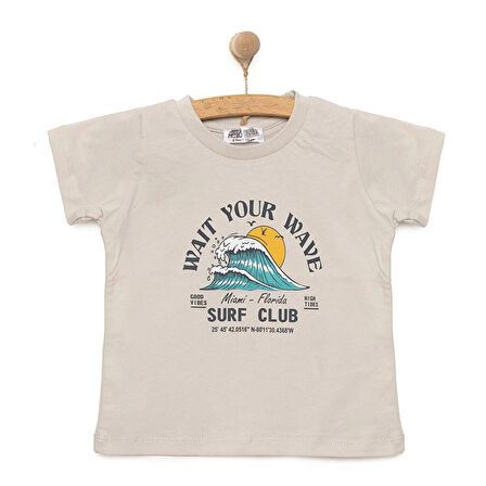 HelloBaby Basic Dalga Baskılı Tshirt Erkek Bebek