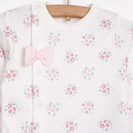 Bebetto Yenidoğan Flowers Zıbın-Şapka-Patikli Alt 3lü Set Kız Bebek