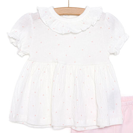 Bebetto Yenidoğan Mini Heart Tshirt - Şort Takım Kız Bebek