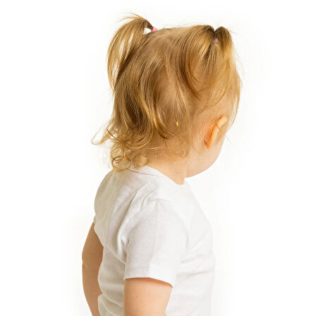 HelloBaby Unisex Beyaz Body Ribana Kumaş Çıtçıtlı Zıbın Zarf Yaka Kısa Kol Beyaz