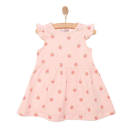 HelloBaby Basic Kız Şeftali Desenli Elbise Kız Bebek