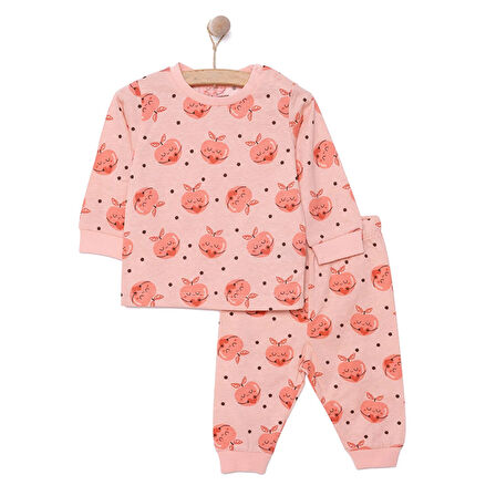 HelloBaby Kız Şeftali Desenli Uzun Kol Pijama Takımı