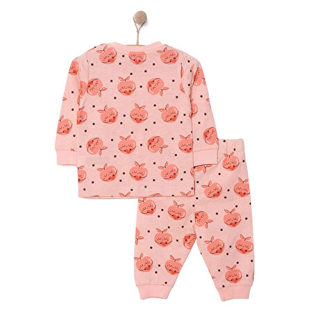 HelloBaby Kız Şeftali Desenli Uzun Kol Pijama Takımı