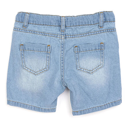 HelloBaby Erkek Bebek Şort Denim Baby Shark Reçme Paça Mavi