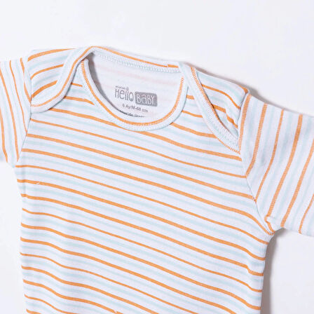 HelloBaby Erkek Bebek Kısa Kol Body Çıtçıtlı Zarf Yaka